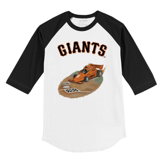 San Francisco Giants Race Car 3/4 Black Sleeve Raglan Shirt