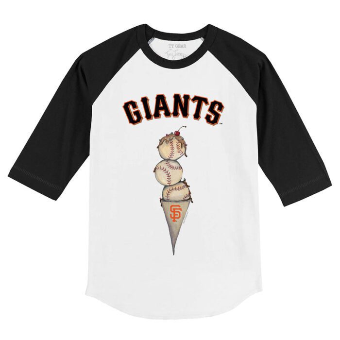 San Francisco Giants Triple Scoop 3/4 Black Sleeve Raglan Shirt