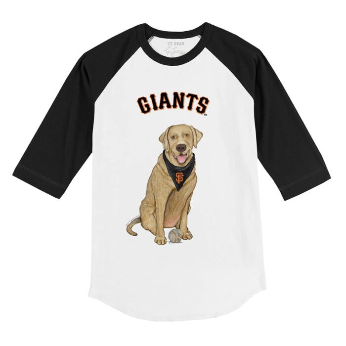 San Francisco Giants Yellow Labrador Retriever 3/4 Black Sleeve Raglan Shirt