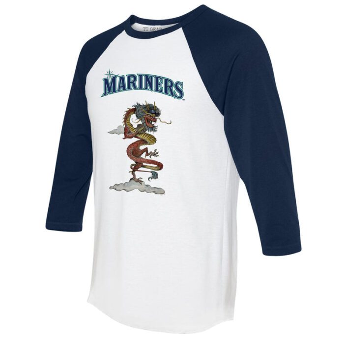 Seattle Mariners 2024 Year of the Dragon 3/4 Navy Blue Sleeve Raglan Shirt