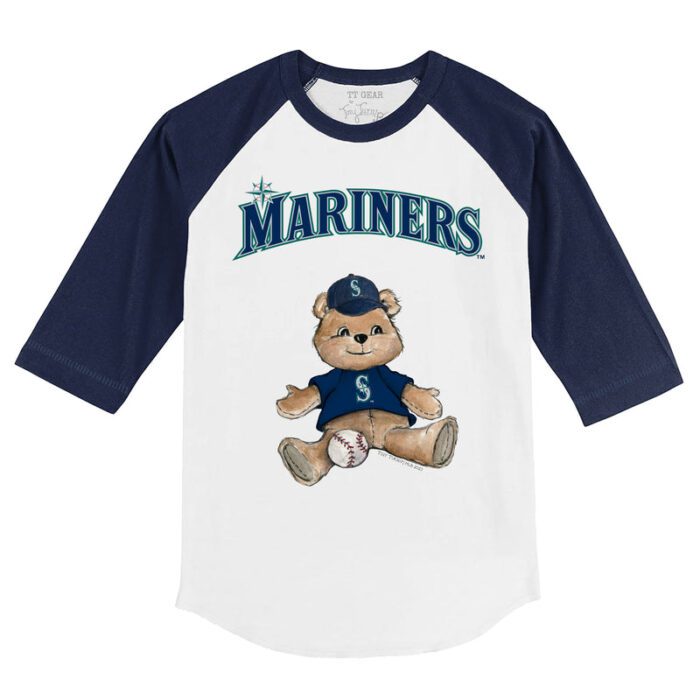 Seattle Mariners Boy Teddy 3/4 Navy Blue Sleeve Raglan Shirt