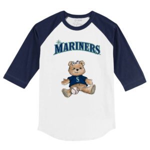 Seattle Mariners Girl Teddy 3/4 Navy Blue Sleeve Raglan Shirt