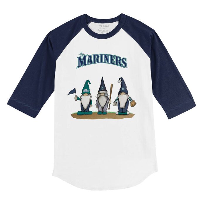Seattle Mariners Gnomes 3/4 Navy Blue Sleeve Raglan Shirt