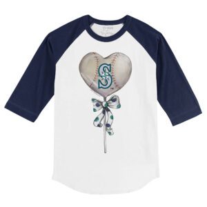 Seattle Mariners Heart Lolly 3/4 Navy Blue Sleeve Raglan Shirt