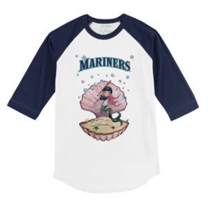 Seattle Mariners Mermaid 3/4 Navy Blue Sleeve Raglan Shirt
