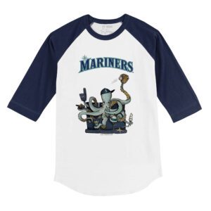 Seattle Mariners Octopus 3/4 Navy Blue Sleeve Raglan Shirt