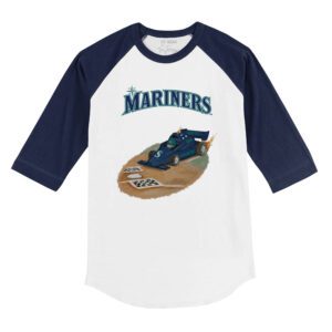 Seattle Mariners Race Car 3/4 Navy Blue Sleeve Raglan Shirt