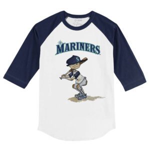 Seattle Mariners Slugger 3/4 Navy Blue Sleeve Raglan Shirt