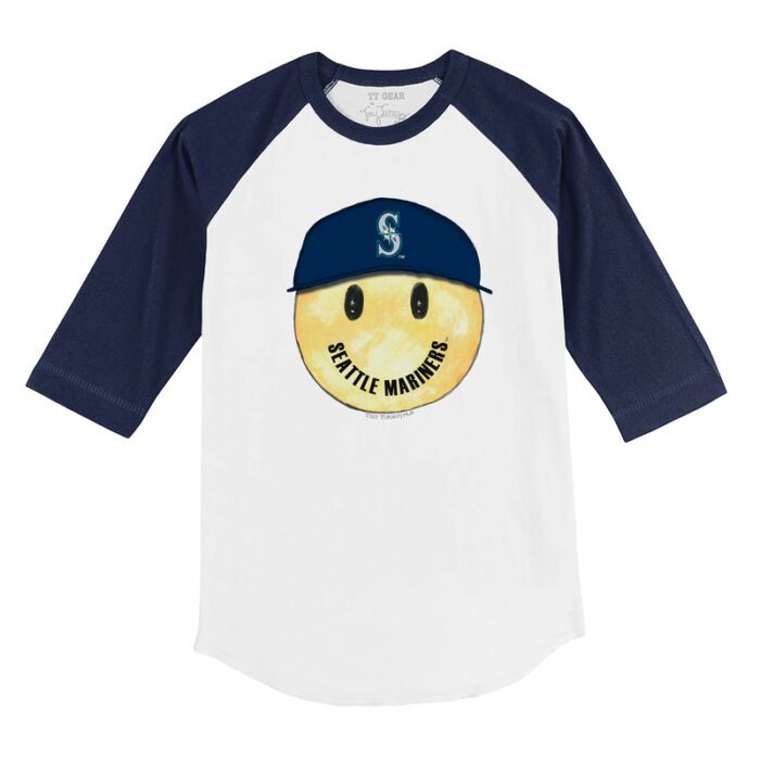Seattle Mariners Smiley 3/4 Navy Blue Sleeve Raglan Shirt