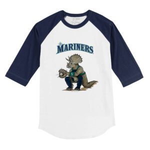 Seattle Mariners Triceratops 3/4 Navy Blue Sleeve Raglan Shirt