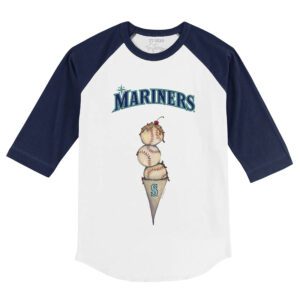 Seattle Mariners Triple Scoop 3/4 Navy Blue Sleeve Raglan Shirt