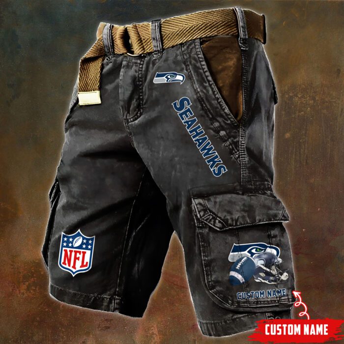 Seattle Seahawks NFL Football Custom Name Pocket Print Cargo Shorts V2 Perfect Gift For Fans MCS1258