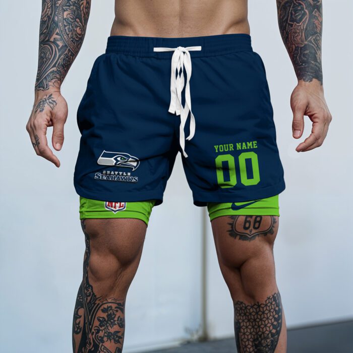 Seattle Seahawks NFL New Personalized Double Layer Shorts WDS1028