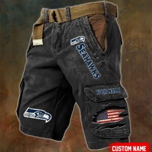 Seattle Seahawks NFL Vintage Pocket Print Cargo Shorts V2 MCS1226