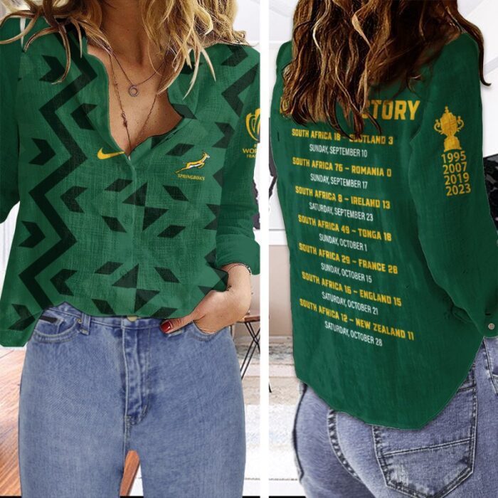 South Africa x Rugby World Cup Women Casual Shirt 3D Linen Shirt GWS1199
