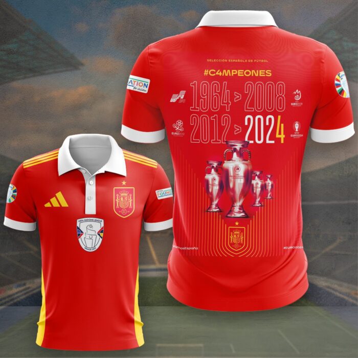 Spain National Football Team Champion Final Campeones Euro 2024 3D Polo Shirt JSC1034