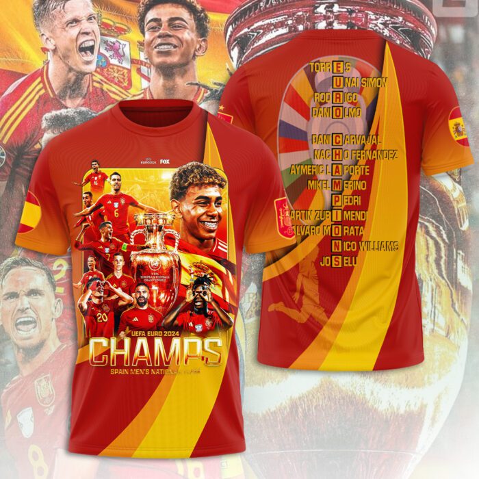 Spain National Football Team Champion Final Campeones Euro 2024 3D Unisex T-Shirt JSC1013