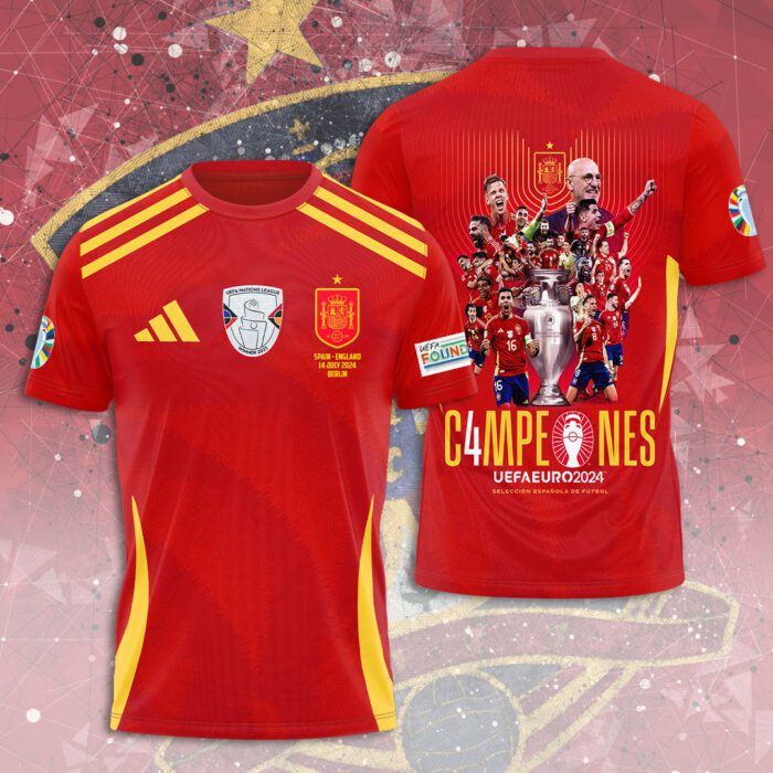 Spain National Football Team Champion Final Campeones Euro 2024 3D Unisex T-Shirt JSC1017