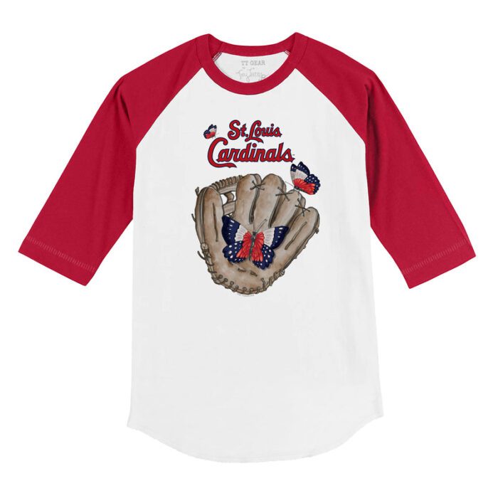 St. Louis Cardinals Butterfly Glove 3/4 Red Sleeve Raglan Shirt