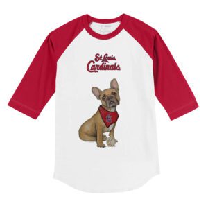 St. Louis Cardinals French Bulldog 3/4 Red Sleeve Raglan Shirt