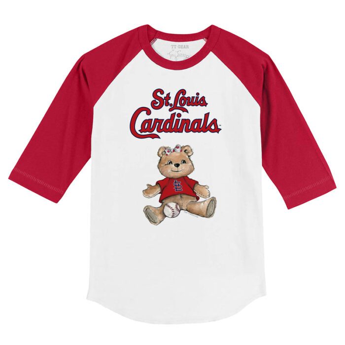 St. Louis Cardinals Girl Teddy 3/4 Red Sleeve Raglan Shirt