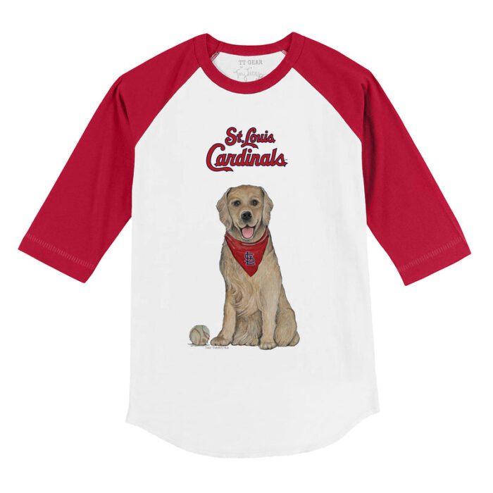St. Louis Cardinals Golden Retriever 3/4 Red Sleeve Raglan Shirt