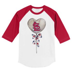 St. Louis Cardinals Heart Lolly 3/4 Red Sleeve Raglan Shirt