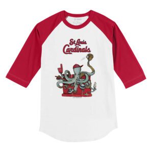 St. Louis Cardinals Octopus 3/4 Red Sleeve Raglan Shirt