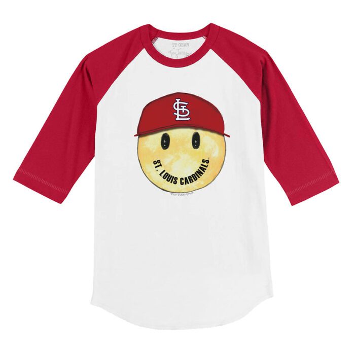 St. Louis Cardinals Smiley 3/4 Red Sleeve Raglan Shirt