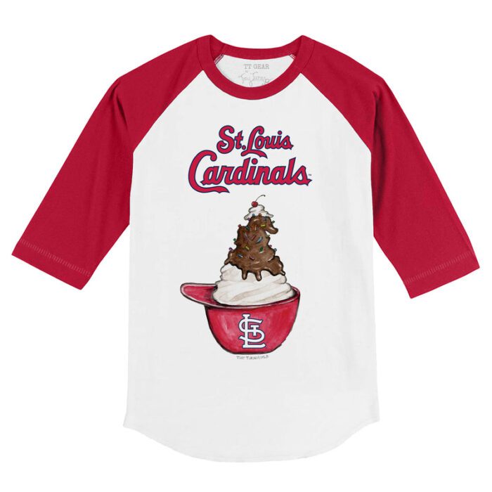St. Louis Cardinals Sundae Helmet 3/4 Red Sleeve Raglan Shirt