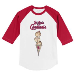 St. Louis Cardinals Triple Scoop 3/4 Red Sleeve Raglan Shirt