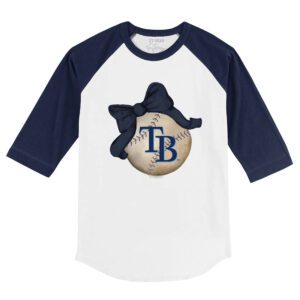 Tampa Bay Rays Baseball Bow 3/4 Navy Blue Sleeve Raglan Shirt