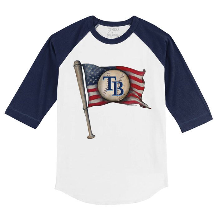 Tampa Bay Rays Baseball Flag 3/4 Navy Blue Sleeve Raglan Shirt