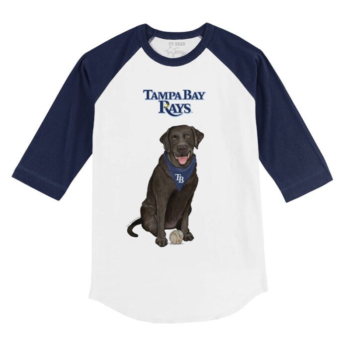 Tampa Bay Rays Black Labrador Retriever 3/4 Navy Blue Sleeve Raglan Shirt