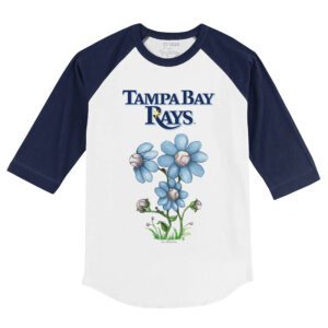 Tampa Bay Rays Blooming Baseballs 3/4 Navy Blue Sleeve Raglan Shirt