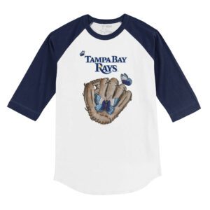 Tampa Bay Rays Butterfly Glove 3/4 Navy Blue Sleeve Raglan Shirt