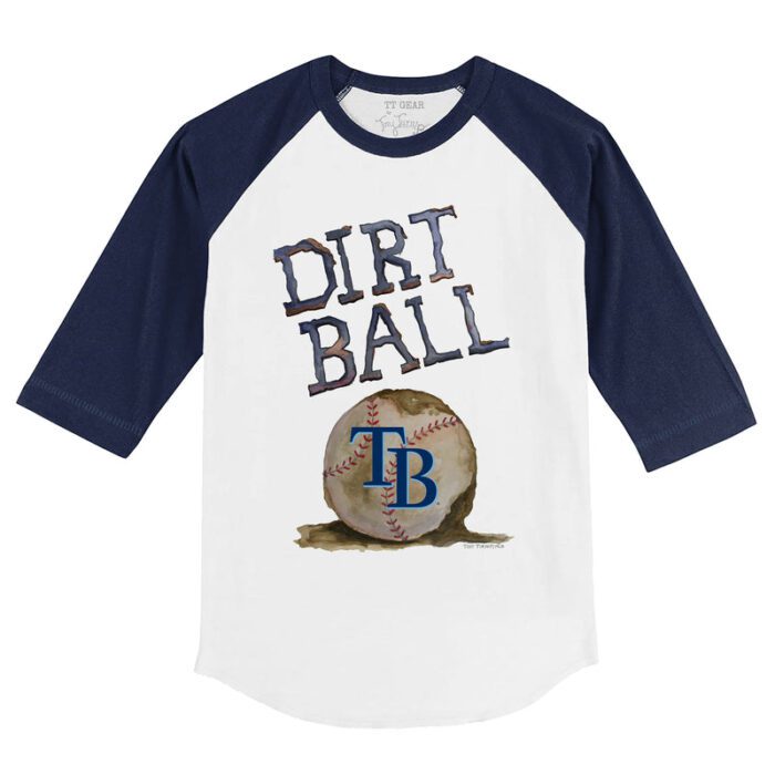 Tampa Bay Rays Dirt Ball 3/4 Navy Blue Sleeve Raglan Shirt