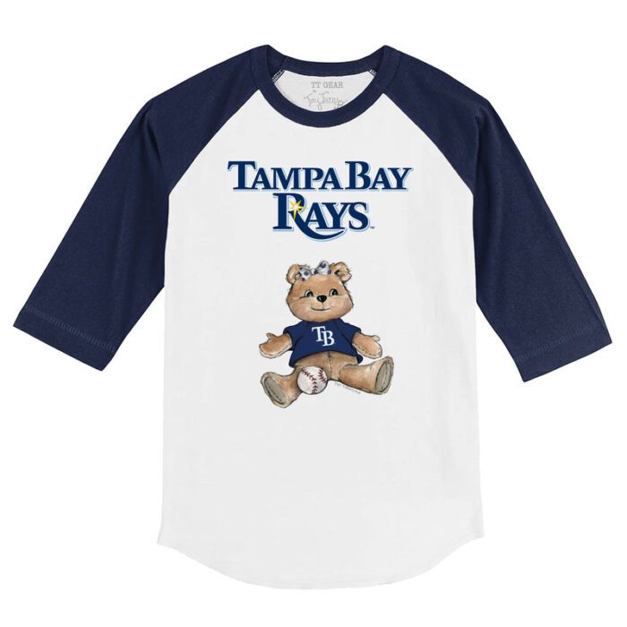 Tampa Bay Rays Girl Teddy 3/4 Navy Blue Sleeve Raglan Shirt