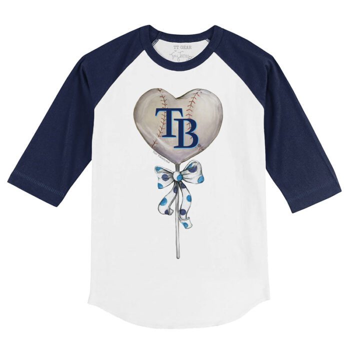 Tampa Bay Rays Heart Lolly 3/4 Navy Blue Sleeve Raglan Shirt