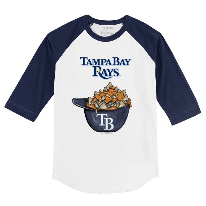 Tampa Bay Rays Helmet 3/4 Navy Blue Sleeve Raglan Shirt