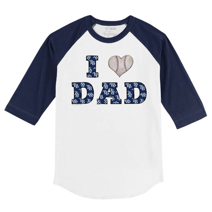 Tampa Bay Rays I Love Dad 3/4 Navy Blue Sleeve Raglan Shirt