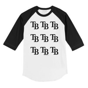 Tampa Bay Rays Logo Grid 3/4 Black Sleeve Raglan Shirt