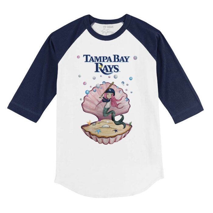 Tampa Bay Rays Mermaid 3/4 Navy Blue Sleeve Raglan Shirt