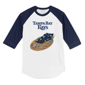 Tampa Bay Rays Race Car 3/4 Navy Blue Sleeve Raglan Shirt