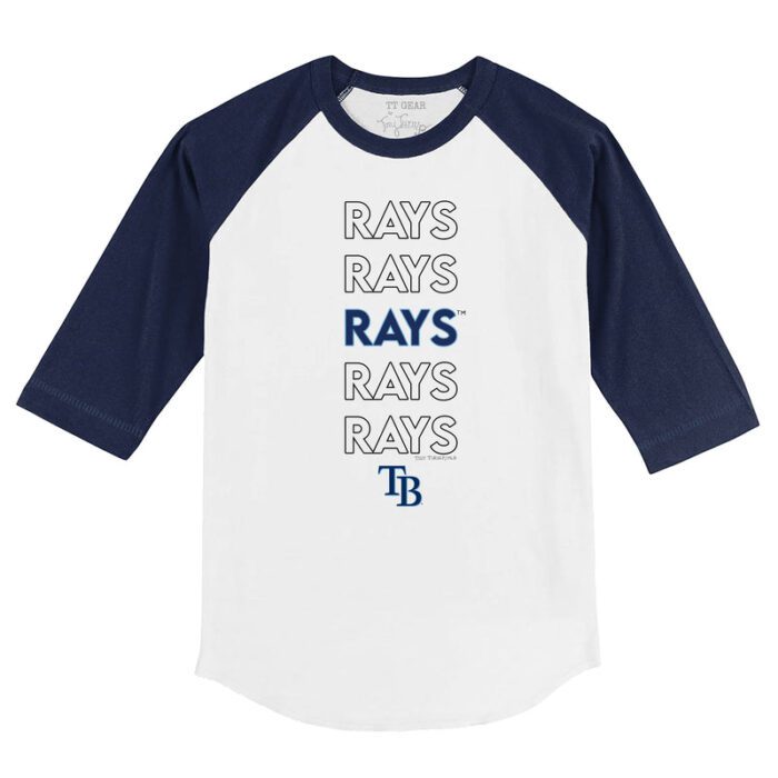 Tampa Bay Rays Stacked 3/4 Navy Blue Sleeve Raglan Shirt
