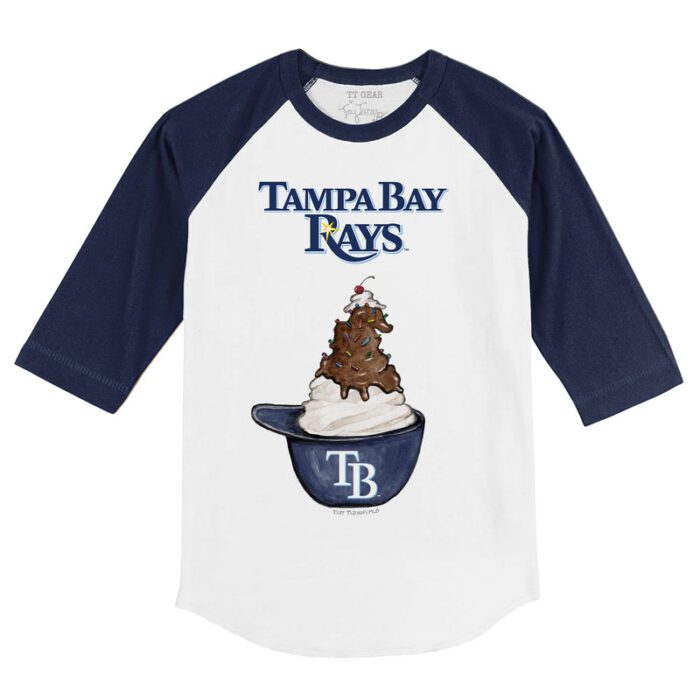 Tampa Bay Rays Sundae Helmet 3/4 Navy Blue Sleeve Raglan Shirt