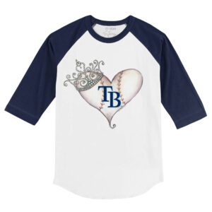 Tampa Bay Rays Tiara Heart 3/4 Navy Blue Sleeve Raglan Shirt