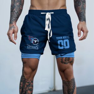 Tennessee Titans NFL Double Layer Shorts Custom Your Name And Number WDS1062