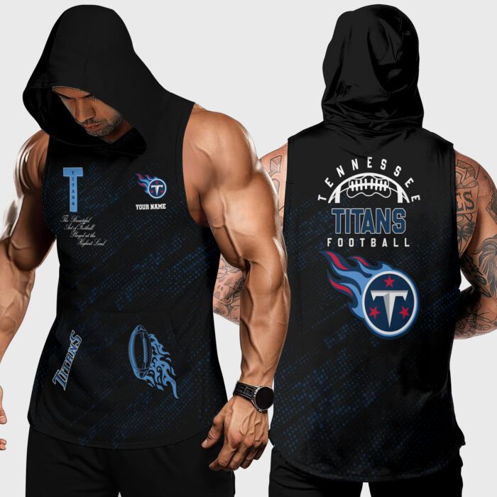 Tennessee Titans NFL Men Workout Hoodie Tank Tops Custom Name WHT1094