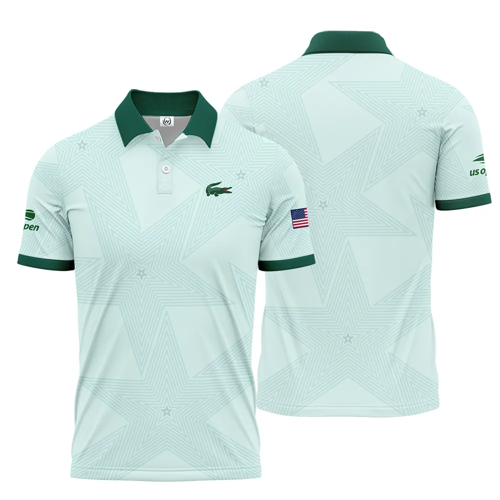 Tennis Pattern Star Light Green US Open Tennis Lacoste Polo Shirt Style Classic PLK1208